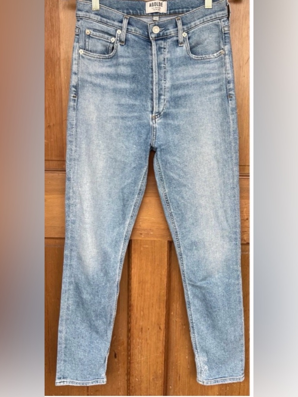 AGOLDE Nico Light Wash Slim High Rise Buttonfly Jeans 27